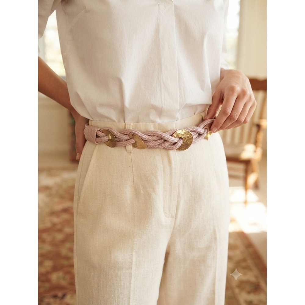 Vintage Belt Bundle Damebelt Gold Metal Link Bohemian Braided Rope Waist Bling